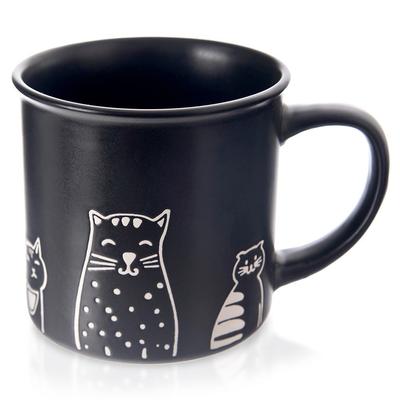 Tasse Chat pour Boissons, Café, Thé, Herbes, Céramique, Noir, 500ml