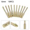 10pcs 6mm Ceramic Tile Marble Glass Drill Bits Spear Head Hex Shank