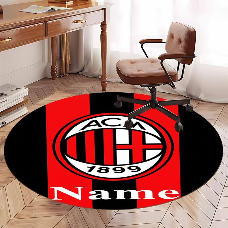 Custom Name AC Milan Printed Round Rug Carpet Chair Rug Area Rug Entryway Doormats,for Office Chair Living Room Bedroom Kitchen Room.