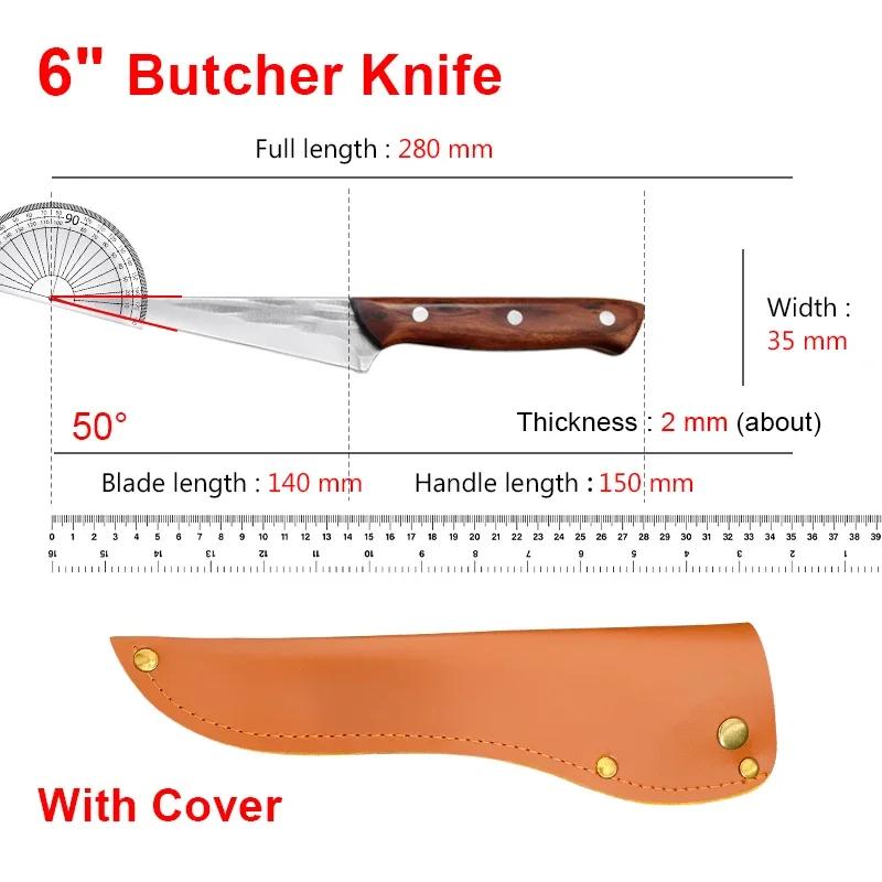 

Универсальный нож для барбекю, нарезки рыбы, фруктов, стейков, с деревянной рукояткой, ручной ковки, для обвалки, мясницкий нож, кухонный топорик, кухонные ножи, инструмент