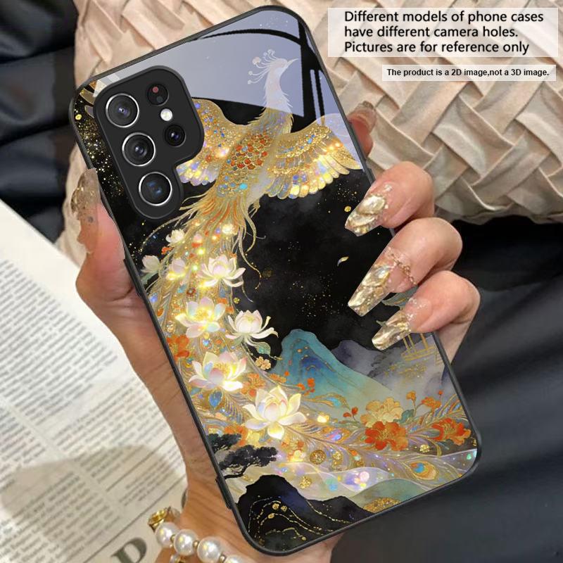 Gorgeous Phoenix Picture For For Samsung Galaxy S25+ S24+ S26 Ultra S25 Edge S24 FE S23 S22 S21 S20 Plus Black Glass Phone Case