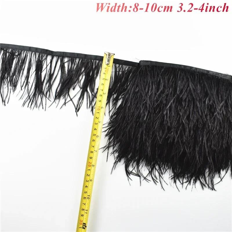 1Meters Black White Feathers for Needlework Ribbon Tape Fringe Feather Trim Pheasant Turkey Ostrich Goose Marabou Sewing Clothes