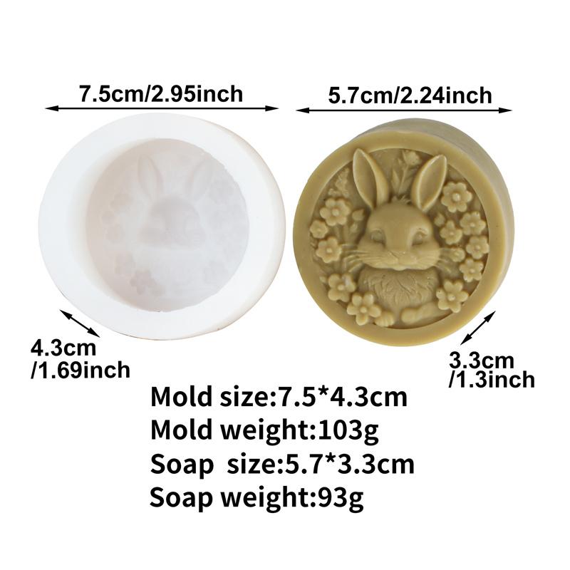 3D Relief Flower Rabbit Silicone Soap Mold DIY Easter Bunny Resin Plaster Making Animal Chocolate Cake Mould Gift Home Decor