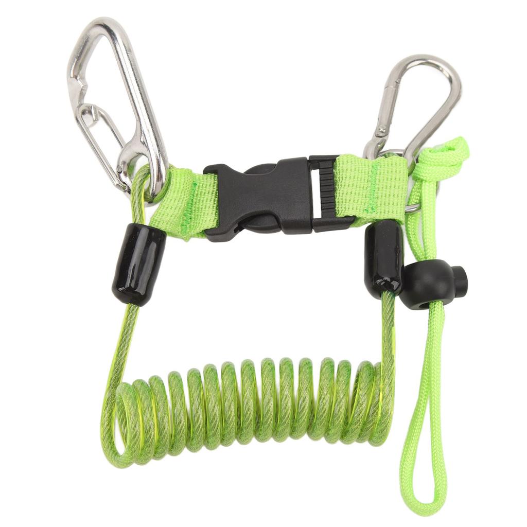 Diving Hook Rope Stainless Steel Flexible Anti Lost Diving Camera Rope Diving Reef Hook Spring Rope Green