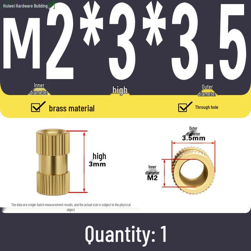 Zwei-Wege-Spritzguss Kupfer Rändelmuttereinsatz (M2-M8)