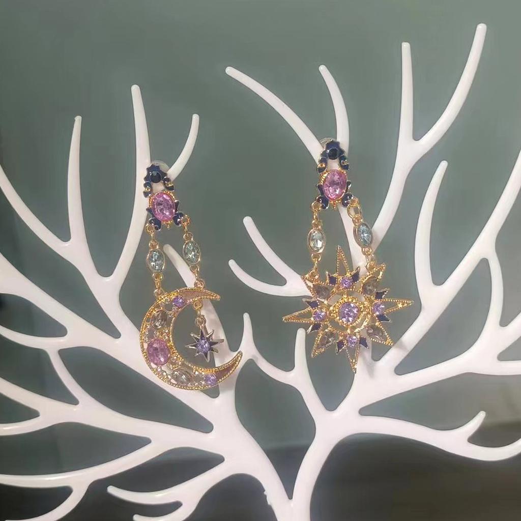 2PC Women's Fashion Design Star Moon Earrings Zircon Accessories Suitable for Date, Party, Festival Gifts