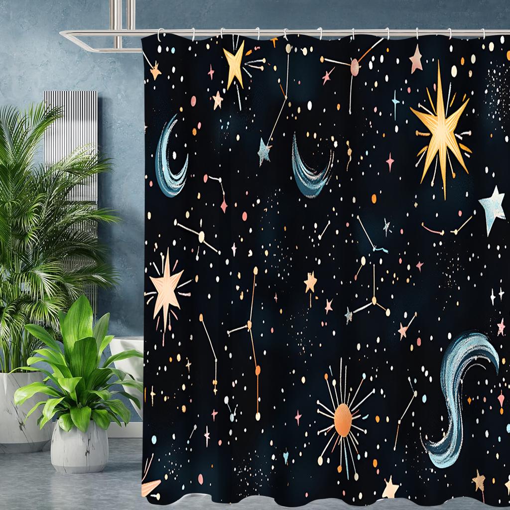 Starry Sky Modern Stye Bathing Curtain  Bathroom Shower Curtain Waterproof With 12 Hooks Home Deco Free Ship