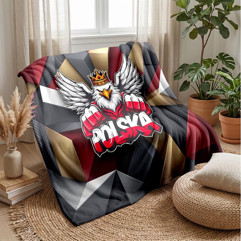 Poland Football Printed Flannel Blanket Skin Friendly Warm Decorative Throw for Indoor Couch Bed Daily Use