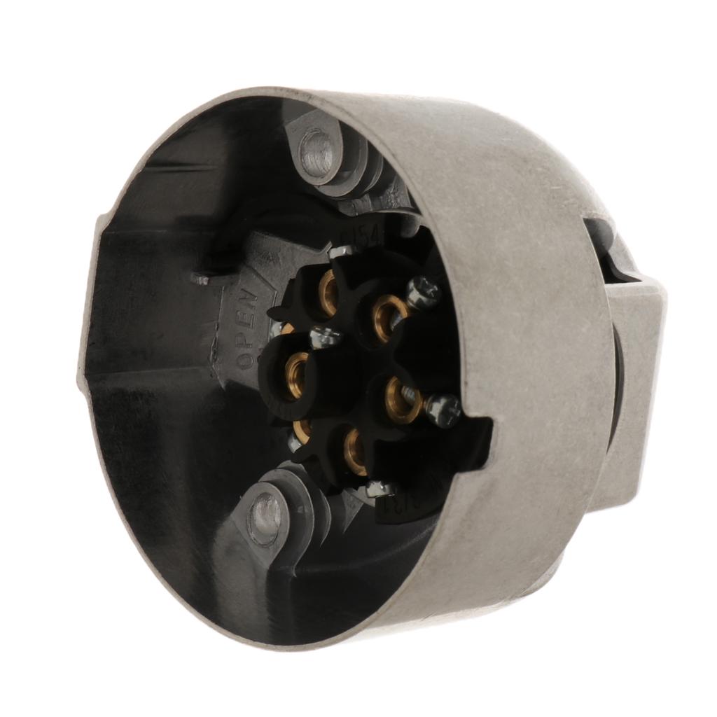 7 Pin Flat Trailer Plug Socket Set Electrical Adapter with Mounting Bracket for Boat Truck Caravan Lights