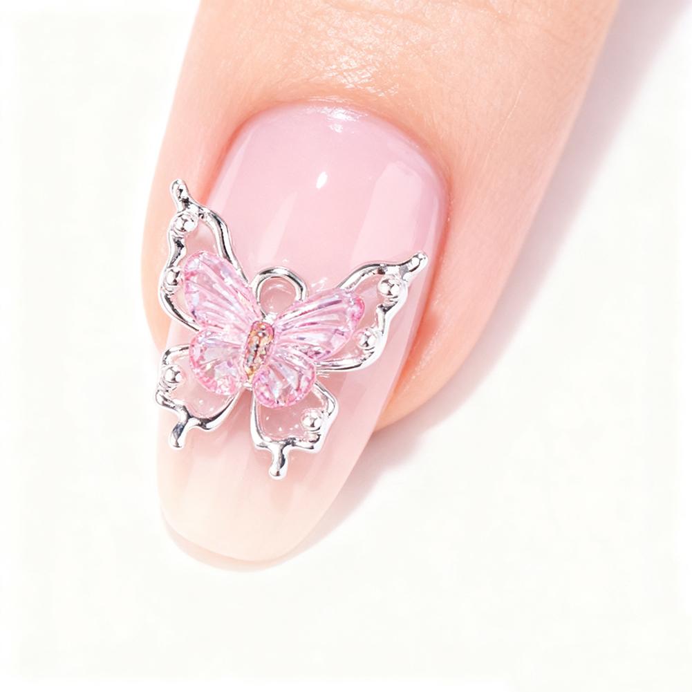 10Pcs 3D Spirit Butterfly Nail Art Charm Gradient Crystal Clear Radiant Butterfly Nail Ornament DIY Exquisite Nail Accessories