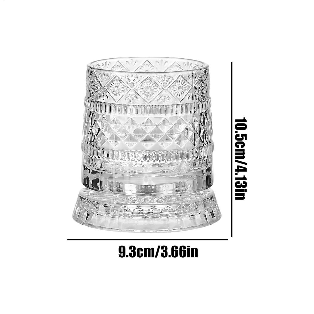 Whiskey Glasses Rotating Whisky Glass with Glass Base 360 Rotate Degrees Crystal Rum Glass for Cocktail Party Drinking Glass