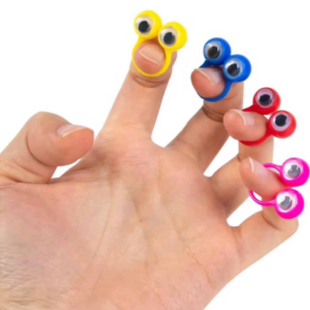 20PCS Fun Wiggle Eyeball Puppet Finger Rings Plastic Party Souvenir Toys for Kids Jokes Practical Game Gifts Birthday Decoration