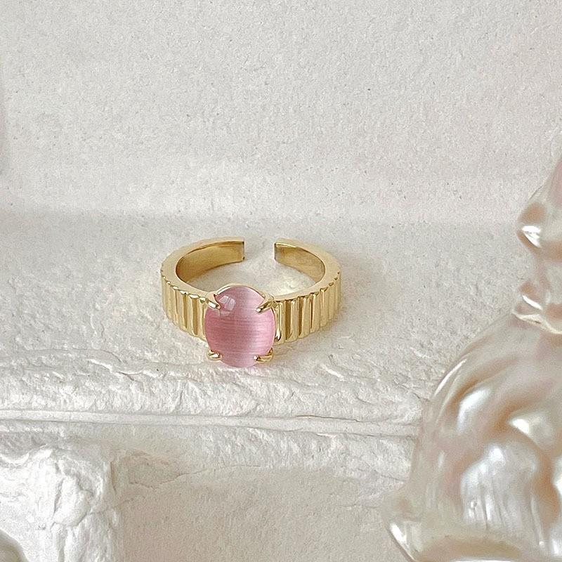 Kupferbeschichteter Kaninchenperlen-Emaille-Ring für Damen Mädchen Geschenk Kristall Grüne Blume Vergoldeter Schmuck Dropshipping