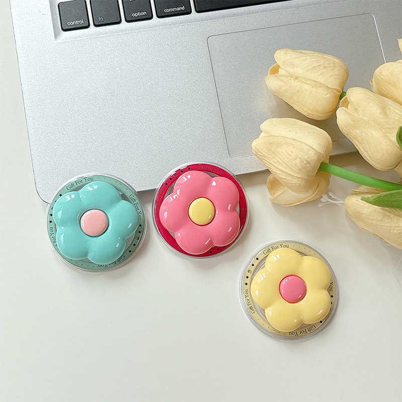Hyuna Style Solid Color Floral Phone Holder with Magnetic Magsafe, Stable Retractable Design.