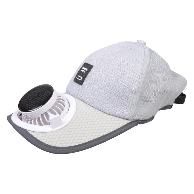 

Охлаждающая шляпа-вентилятор на солнечной батарее с USB-зарядкой для активного отдыха, 600 мАч, перезаряжаемая, регулируемая, вентилируемая, солнцезащитная шляпа светло-серый