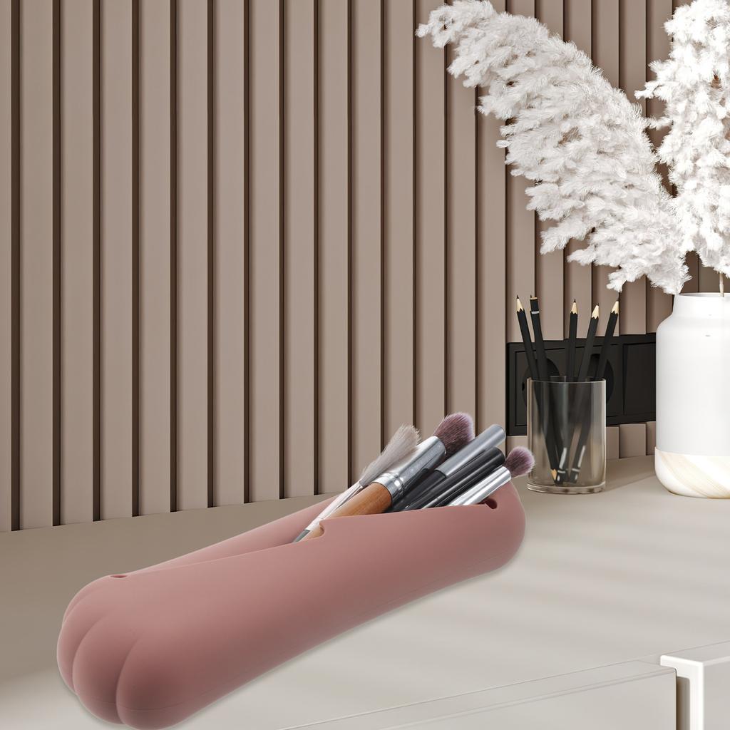 Silicone Makeup Brush Holder Travel Case Portable Lightweight Eyebrow Pencil Storage Bag Tool Organizer for Women Gift