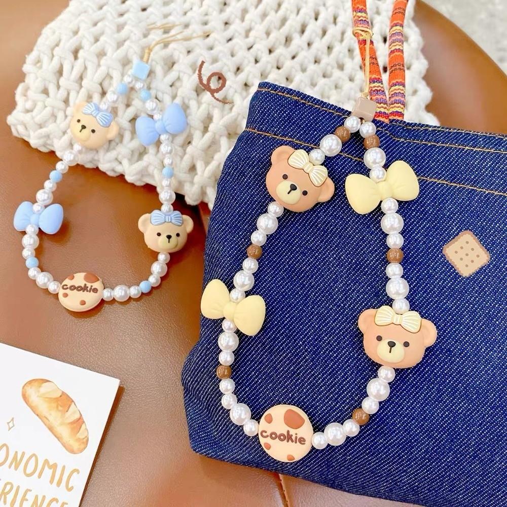 

Biscuit Bear Mobile Phone Lanyard Anti-loss Cell Phone Strap Bead Phone Chain Woman Girl bear random 1pc