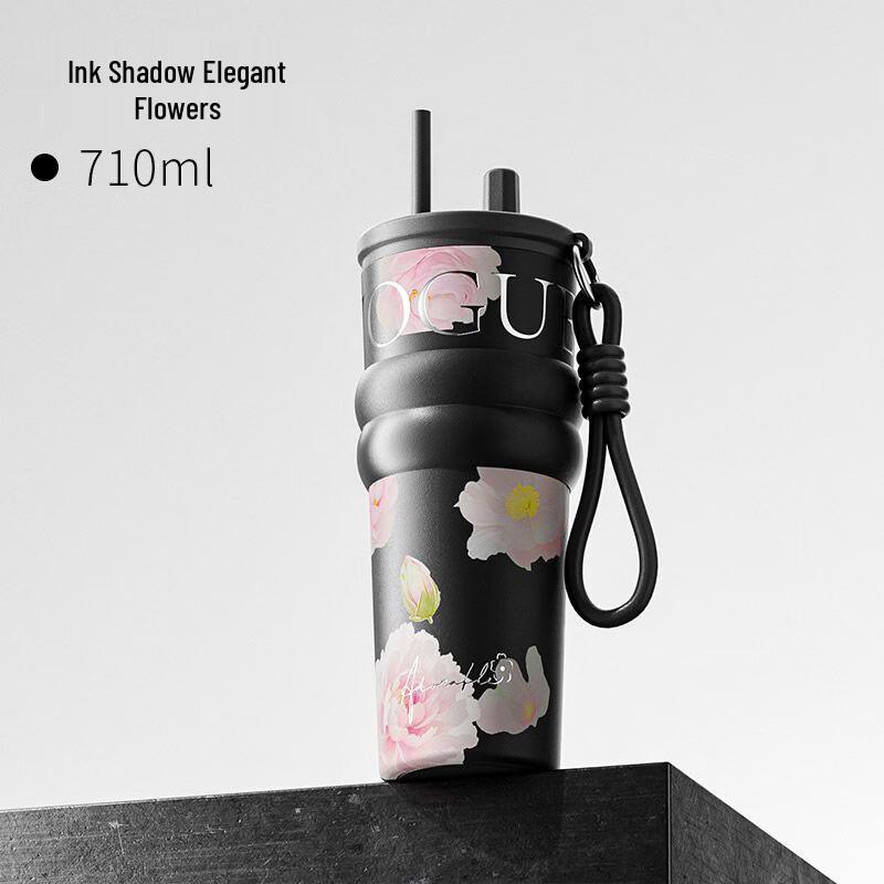 OLOEY Ceramic Travel Coffee Mug with Straw