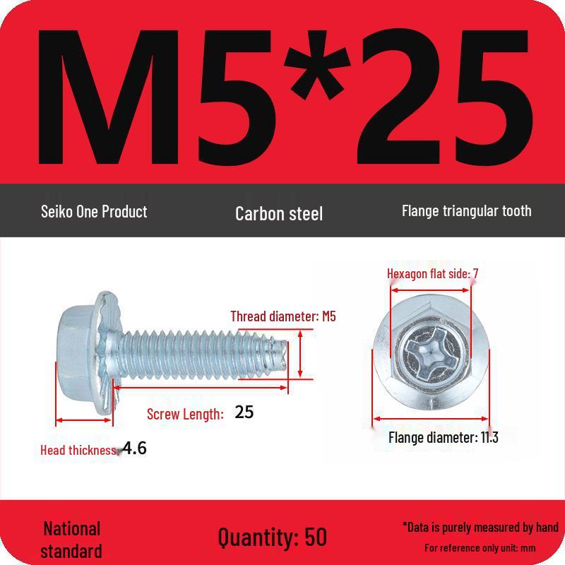 Grade 10.9 Galvanized Hex Flange Anti-slip Self-locking Triangular Thread Self-tapping Screw