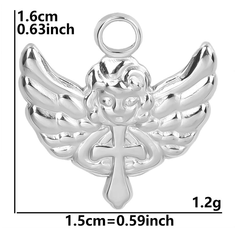 No Fade Silver Color Stainless Steel Angel Charms For Jewelry Making Supplies Handmade Necklace Earrings Pendant DIY Heart Cross
