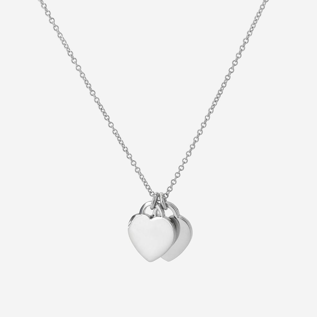 Tiffany & Co. Return To Tiffany Double Heart Blue Pendant Mini Necklace Women Necklace 27125107