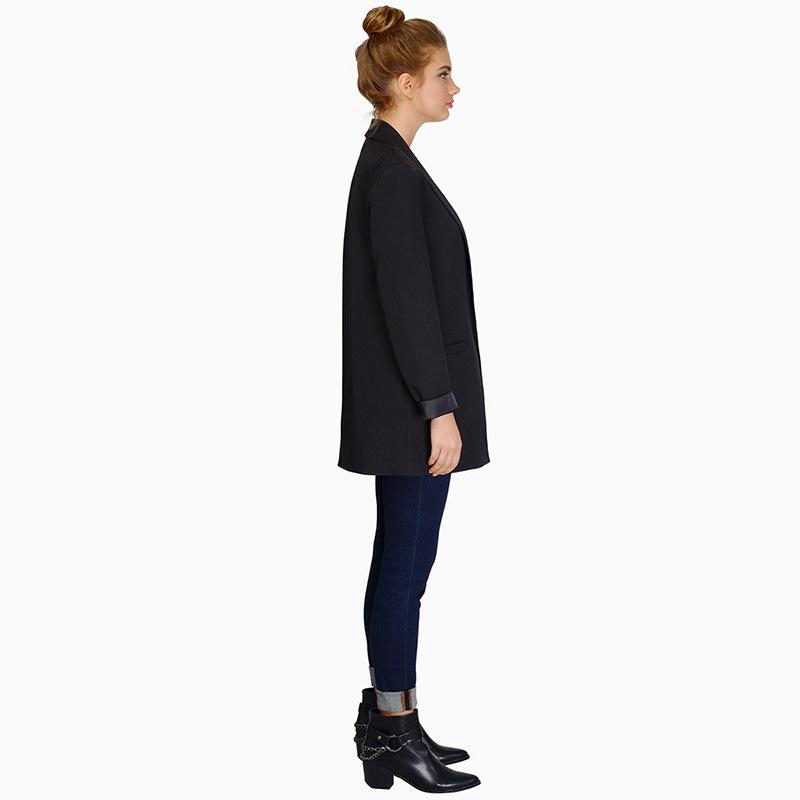 Damenblazer im europäischen und amerikanischen Stil - Reverskragen, Ein-Knopf-Verschluss, Mittellang, Slim Fit, Perfekt für den Arbeitsweg.