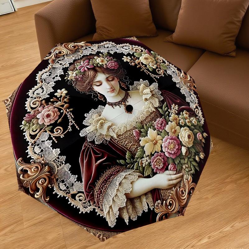 1PC Floral Portrait Umbrella-8-Rib Reinforced, Automatic Open, Lightweight & Durable, Cute Fashion Accessory for Outdoor, Beach or Casual Use, Beach U