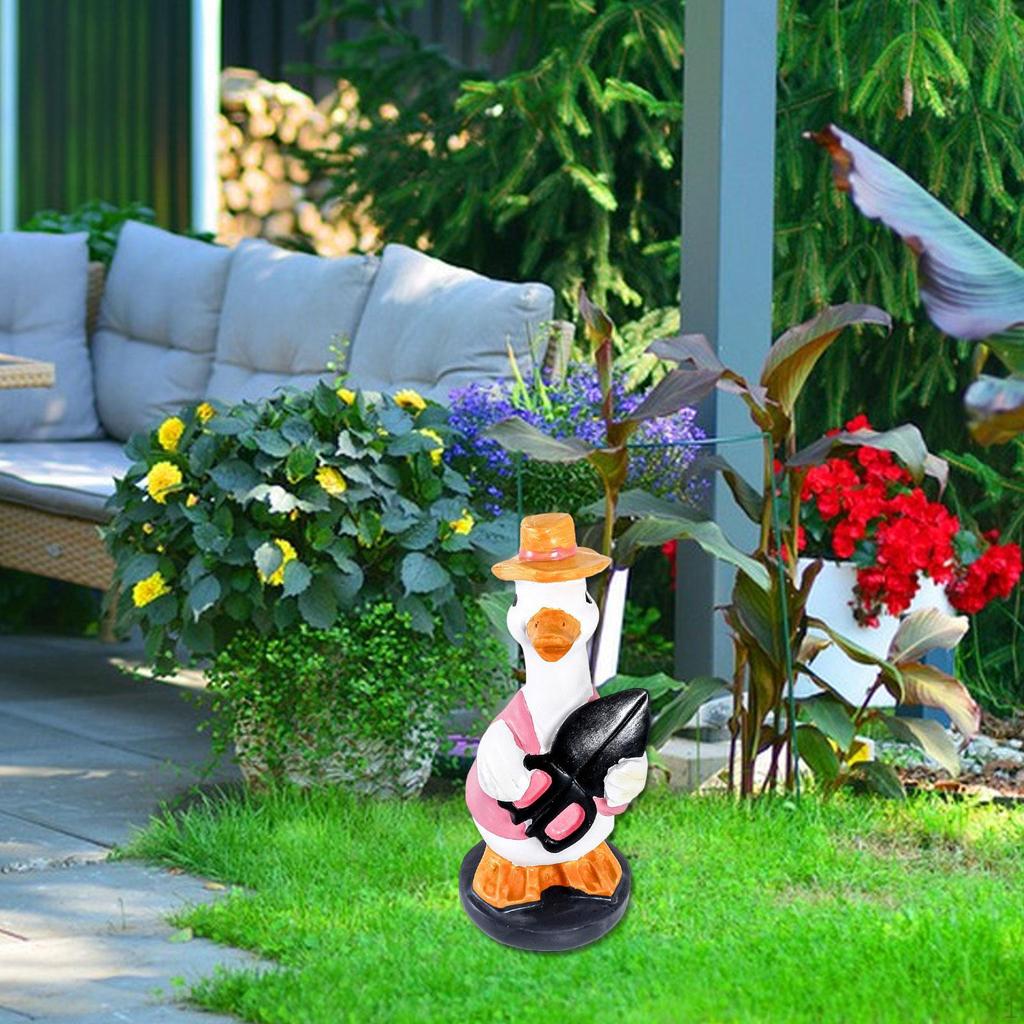 Duck Figurine Garden Statue Cartoon Decorative Housewarming Decor Resin for Home Outside Porch