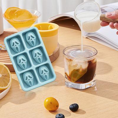 Halloween Skeleton Ice Cube Mold Food Grade Silicone Creepy Screaming Mold Haunted Drink Accessories