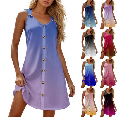 Summer Dresses For Women Beach Boho Sleeveless Printing Tshirt Tank Sundresses