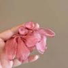 Sweet Mesh Fabric Flower Drop Earrings for Women Pink Acrylic Heart Earrings Holiday Beach Travel Jewelry Party Gift