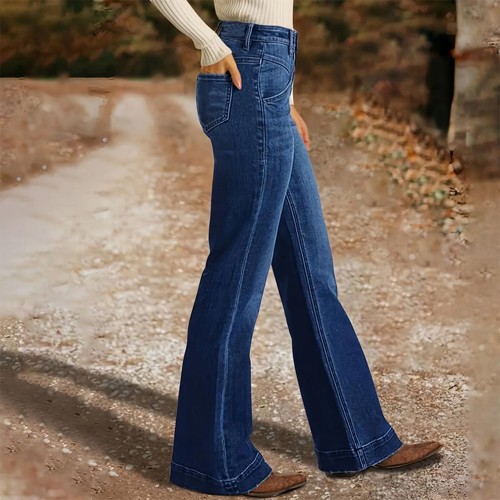 Women's High Waist Washed Women's Jeans Fashionable Versatile Straight Leg Pants