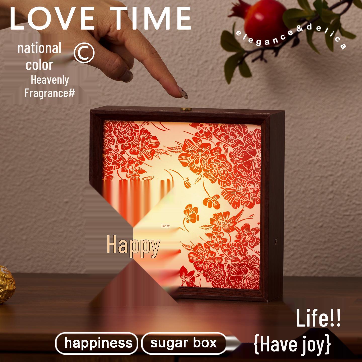 High-Grade Wedding Bedside Lamp with Red Xi Character Photo Frame - Perfect Gift for New Couples