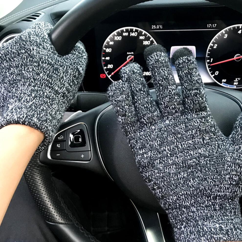 Limei 1 Pair Winter Warm Touchscreen Gloves for Men and Women Fleece Lined Knit Anti Slip Spandex Glove