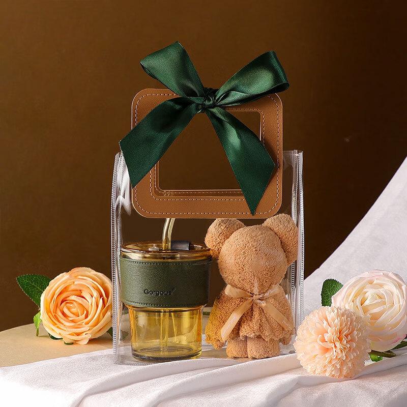 Bamboo Knot Cup and Bear Towel Gift Set