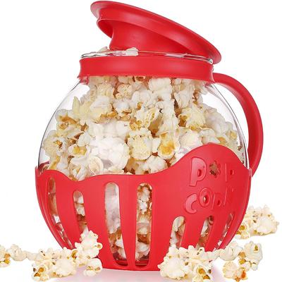 LMETJMA 2.25QT skleněný popcorn popper do mikrovlnné trouby se silikonovým víčkem Popcorn popper do mikrovlnné trouby s teplotně bezpečným sklem JT186