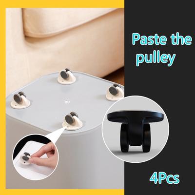 4 Pieces of Stickable Pulleys, Shelf Rollers, Storage Box Casters, Bed Bottom Mobile Storage Box Directional Wheels