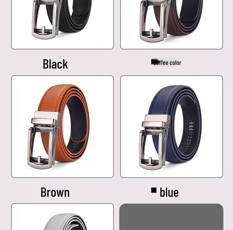 Men's Faux Leather Belt with Automatic Alloy Buckle, Versatile for Suits and Jeans