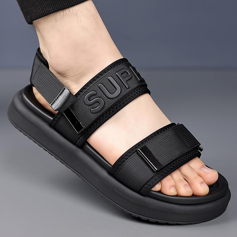 2025 high-end luxury brand sandals men's summer fashion wear cool slippers trendy deodorant non-slip thick-soled beach shoes