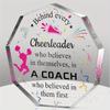 Women’s Cheerleading Coach Gift: Geometric Acrylic Plaque – Thank You/Appreciation (Birthday/Retirement, Office Desk Decor).