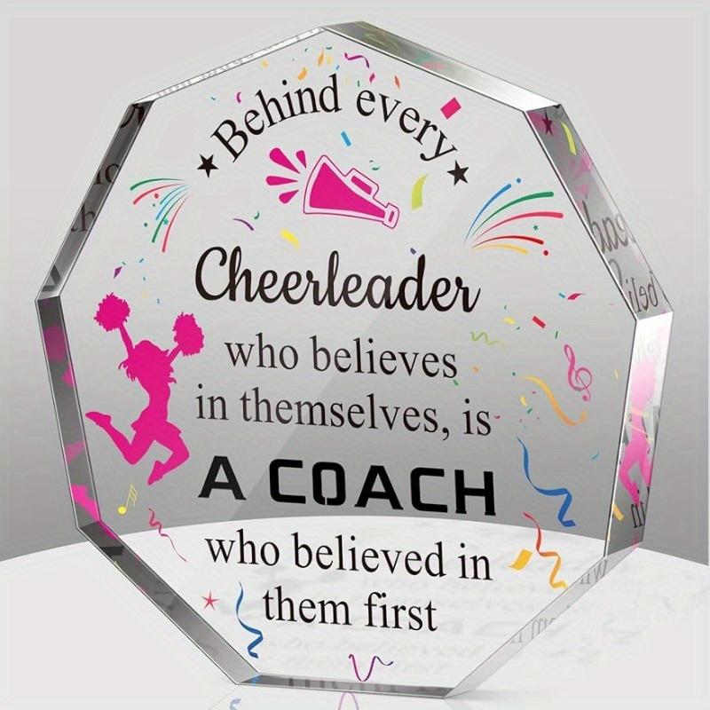 Women’s Cheerleading Coach Gift: Geometric Acrylic Plaque – Thank You/Appreciation (Birthday/Retirement, Office Desk Decor).