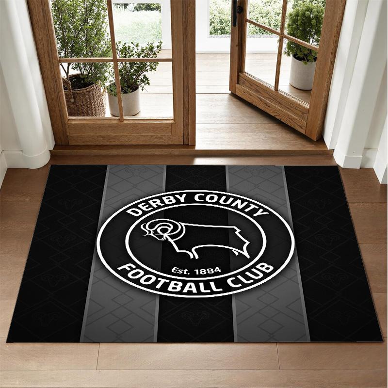 Derby County Design Crystal Velvet Rug Soft Decorative Mat for Bedroom Entrance