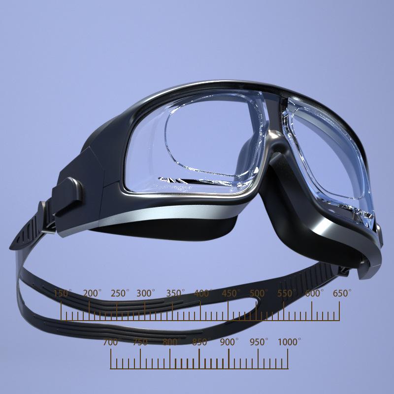 Professional Adult Myopia Goggles - Large Frame, Anti-Fog, Prescription, High-Definition Electroplated Swim Goggles for Men and Women
