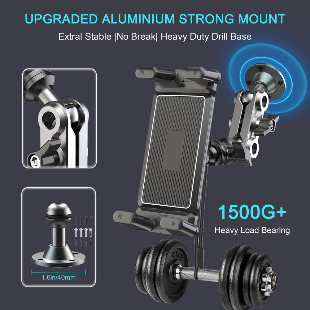 Držák telefonu do auta Hliníkový Odolný Vrtací základ Držák tabletu 360° Nastavitelný Dlouhé rameno Držák telefonu na palubní desku do auta pro 5-15" iPad
