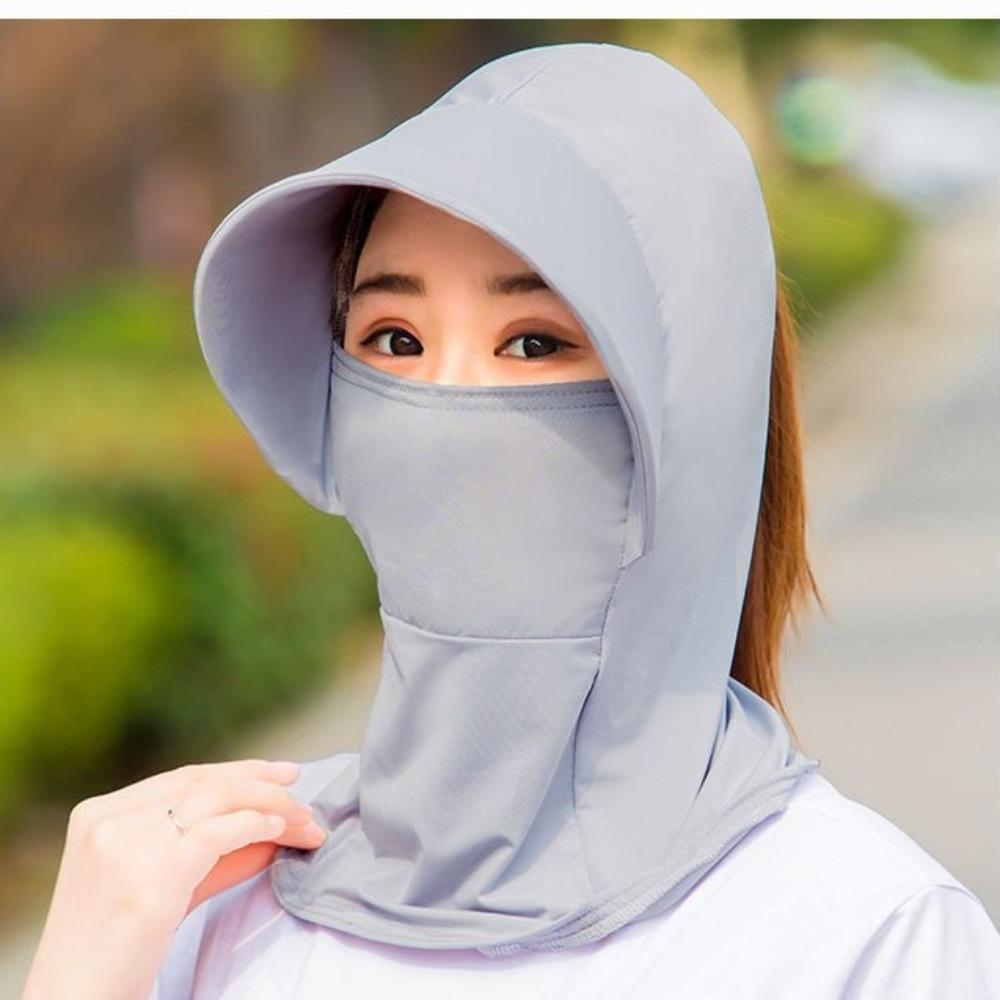 Fashion Anti-UV Ice Silk Sun Hat Wide Brim Quick Drying Sunshade Cap Breathable Neck Face Protection Sun Visor Cap for Women серый