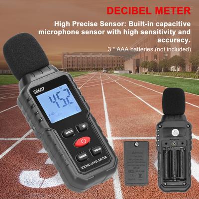 Detector de ruído ponderado 30-130dB Mini dispositivo de monitoramento de decibéis Medidor de nível de som de alta precisão