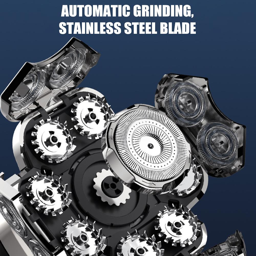 Men 9D Floating Men Electric Shaver Wet Dry Beard Hair Trimmer Electric Razor Rechargeable Bald Head Shaving Machine LCD Display