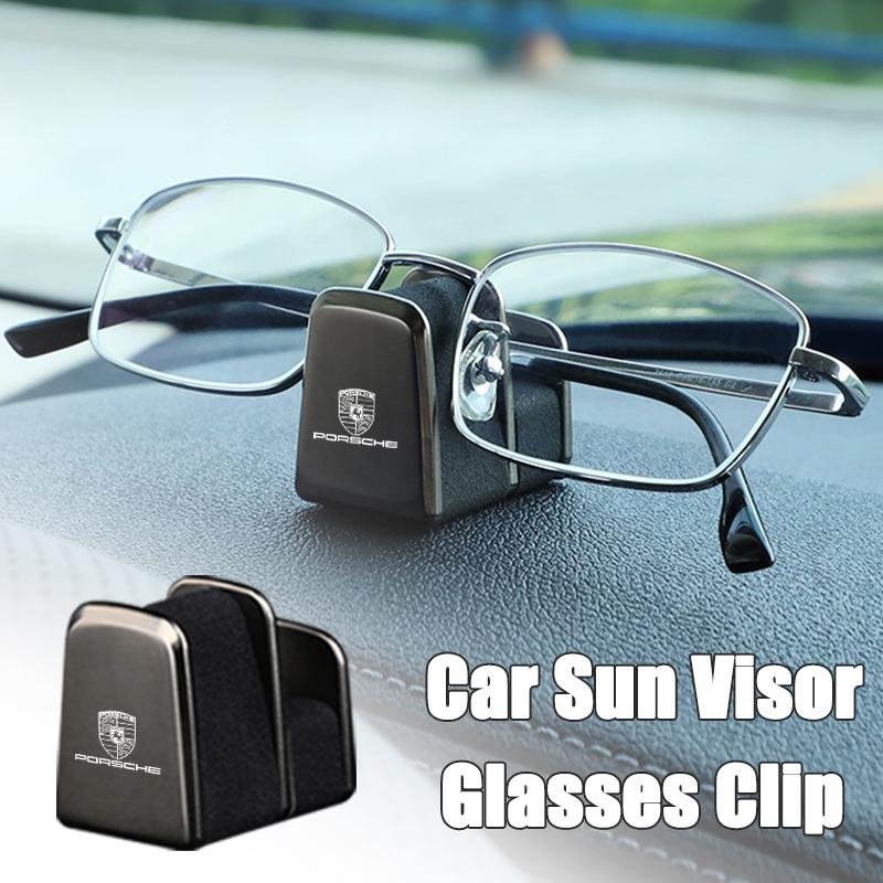 Zinklegierung Auto Brillenclip Sonnenblenden-Aufbewahrungsbügel für Porsche Cayenne Panamera Macan 911 718 918 Taycan Boxster Zubehör
