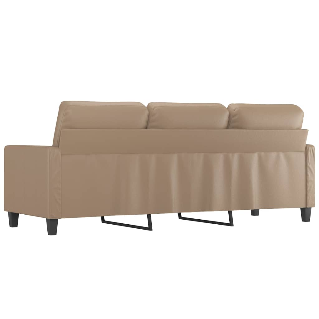 Vidaxl 3-Seater Sofa, Cappuccino, 180 Cm, Faux Leather