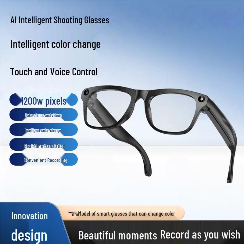 AI Smart Glasses: Voice-Controlled, Color-Changing, with Translation, Photo, and Video Functions.